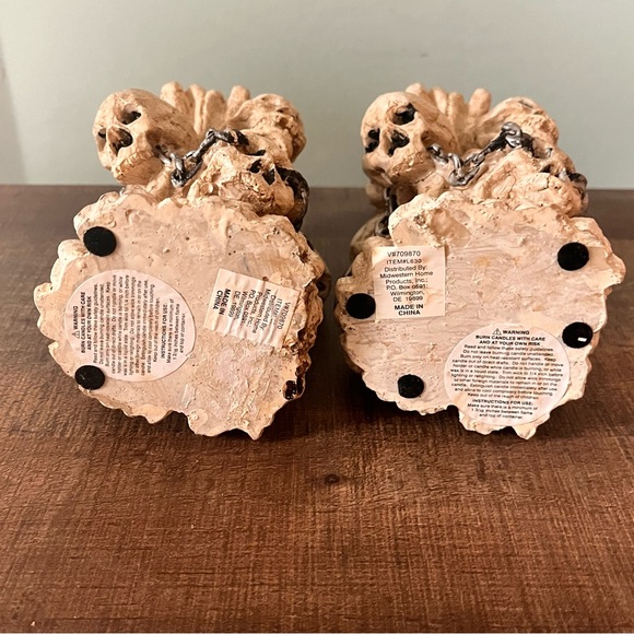 Halloween Skull Candlestick holders set of 2 - Picture 8 of 11